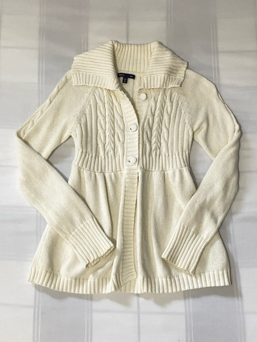 Gap Cable Knit Babydoll Button Up Sweater